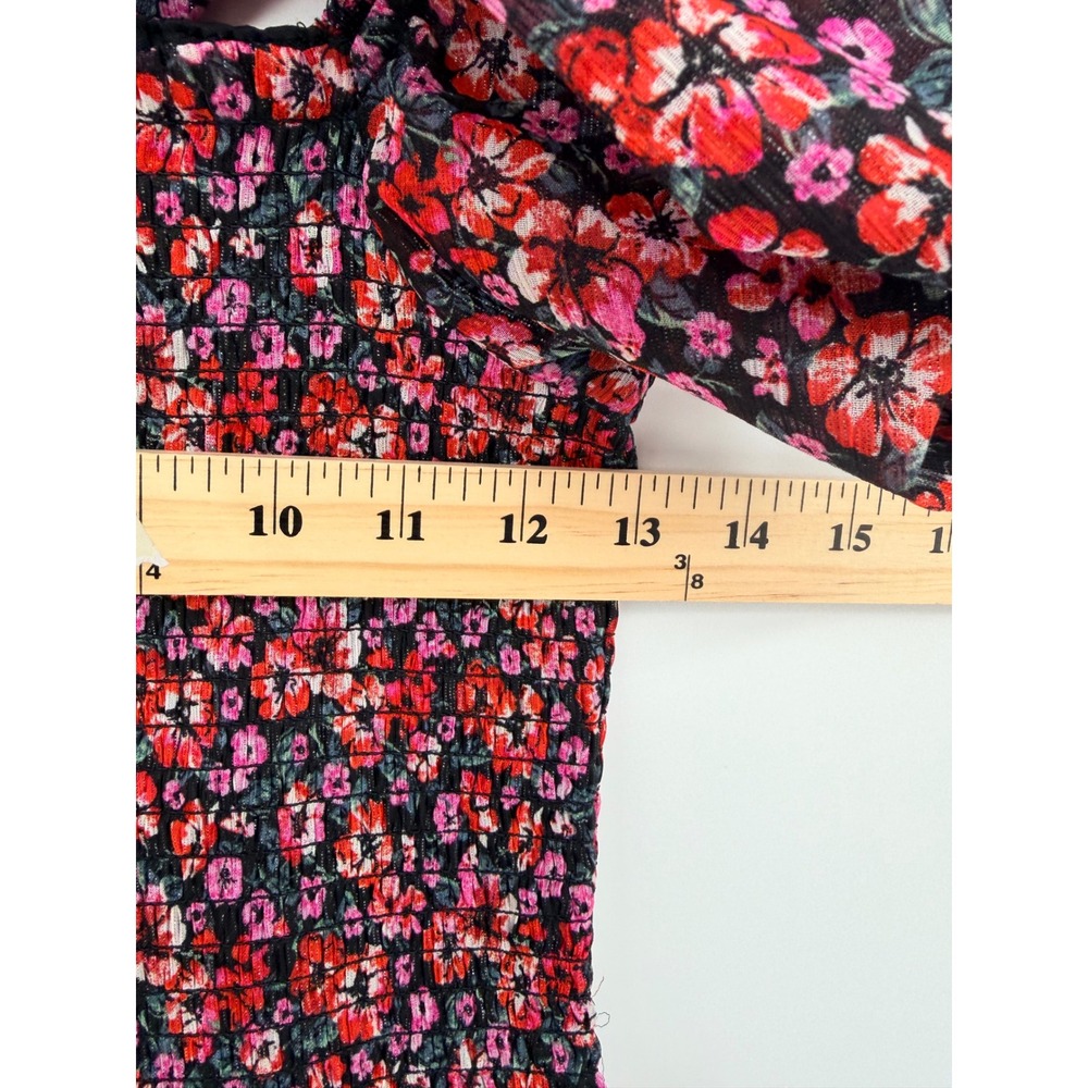 Mi Ami Francesca's Floral Smocked Mini Dress M Red Black Cottagecore Coquette - Picture 7 of 9